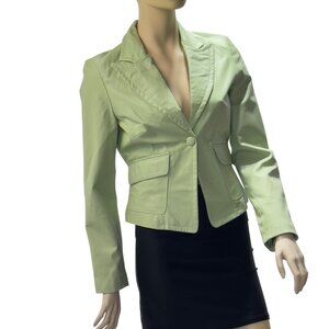 Bebe Women's Light Green Blazer Jacket Size S Cotton Blend Single Button Closure